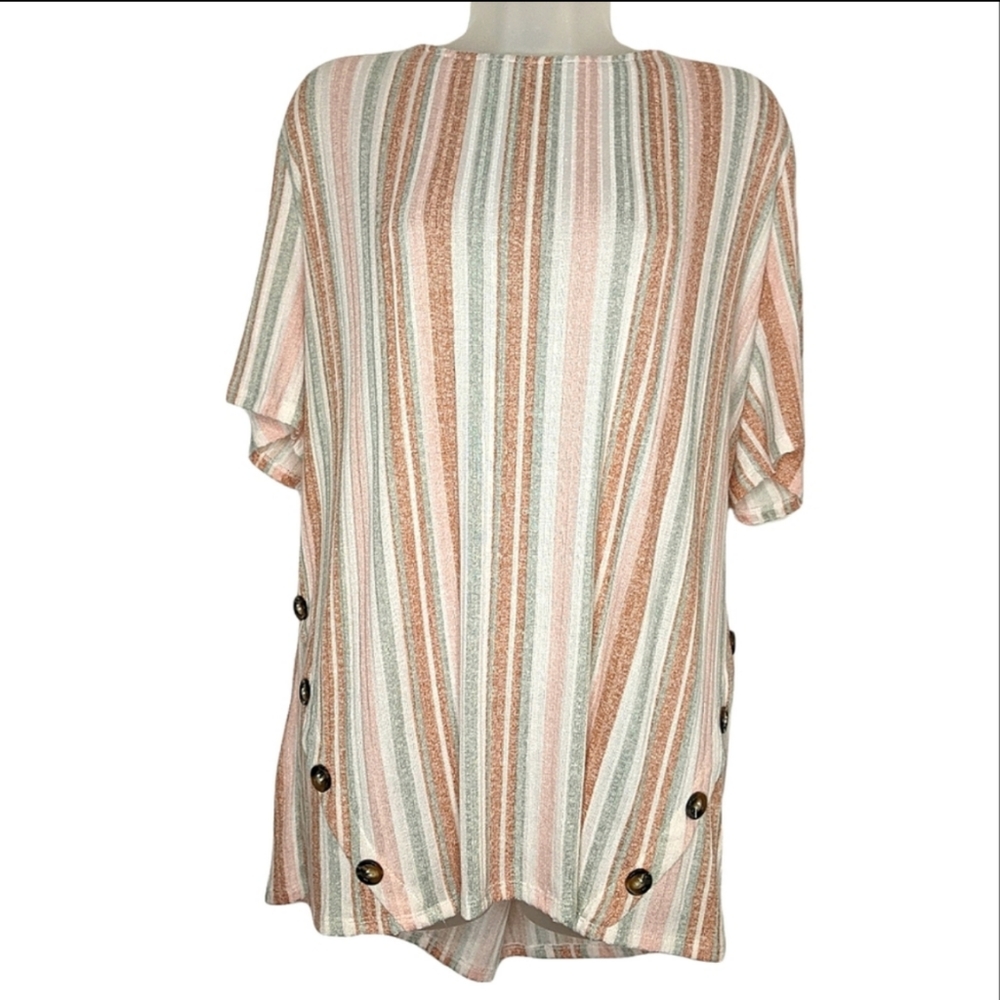 Above and Beyond Striped Short Sleeve Top Size 3x